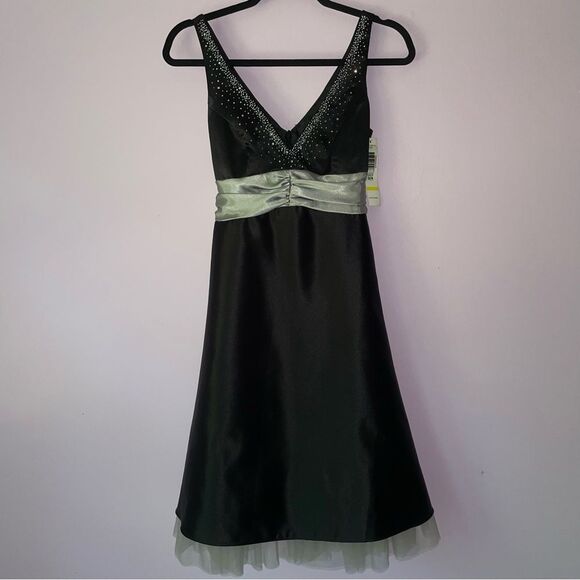 NEW Jump Apparel Size 3/4 Mini Dress Babydoll Black Silver Tulle Y2K Hoco 90s - Picture 1 of 7